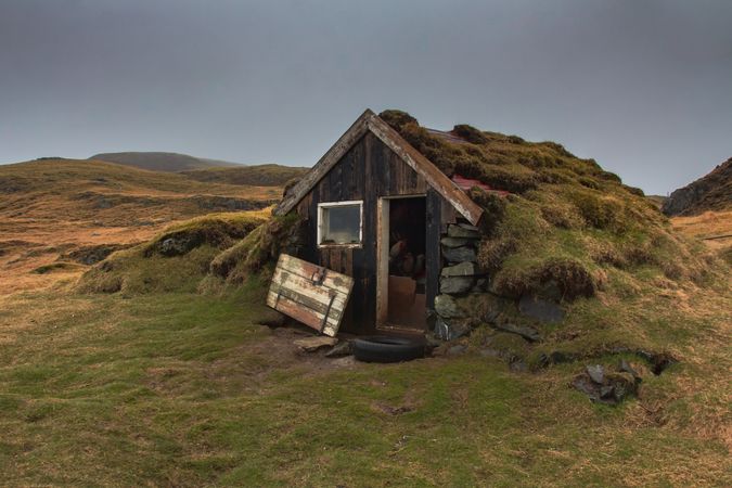Damaged shack in countryside