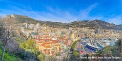 Panoramic view of of Monaco and the F1 bleachers 49mNea