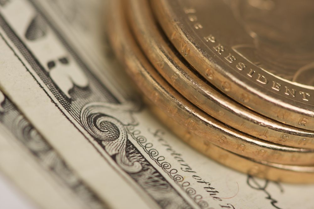Abstract U.S. Dollar Coins & Bills
