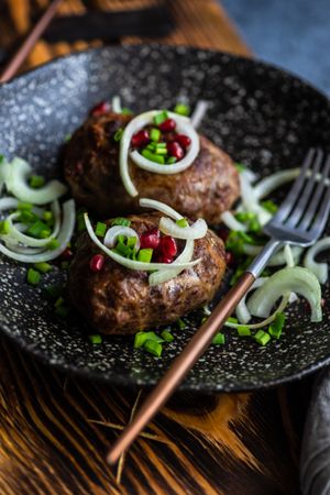 Plate of Georgian abkhazura cutlets on plate