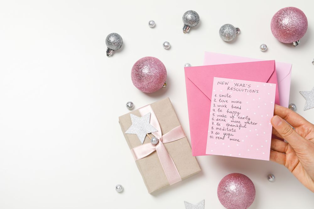 Concept of New Year Resolutions list, new year goals, space for text