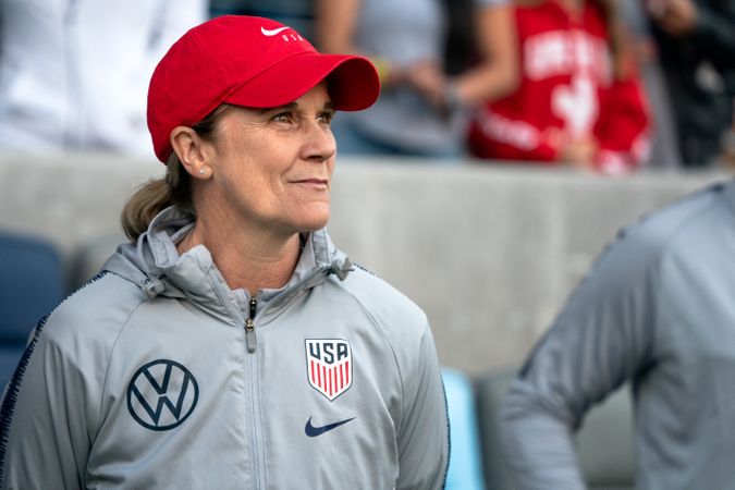 St. Paul, Minnesota, USA - Sept 3, 2019: Jill Ellis, Team USA women’s soccer coach