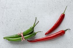 Fresh red and green and spicy chilli peppers