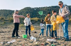Volunteers preparing to clean the beach