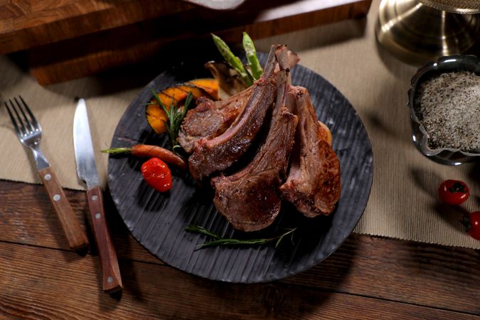 Lamb Shoulder Rack Steak on a plate