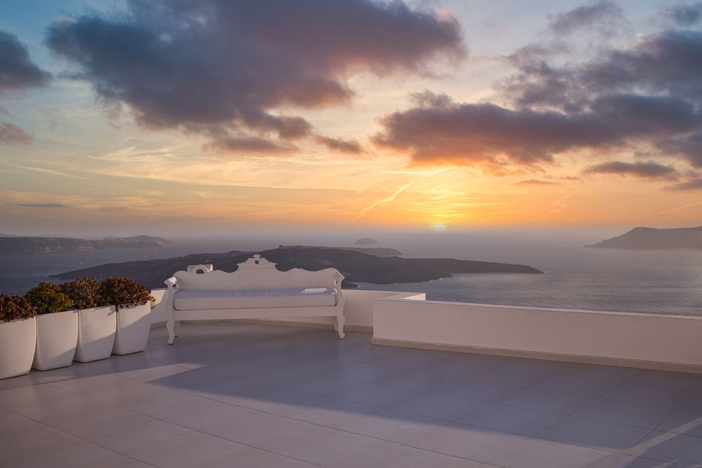 Beautiful view of the sun setting over the Aegean Sea
