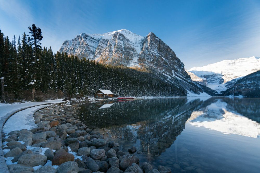 Wooden barn in Lake Louise, Alberta, Canada