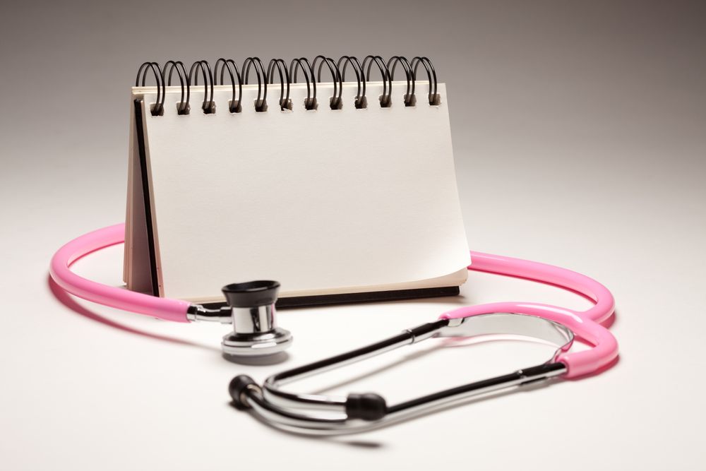Spiral Note Pad and Pink Pediatric Stethoscope