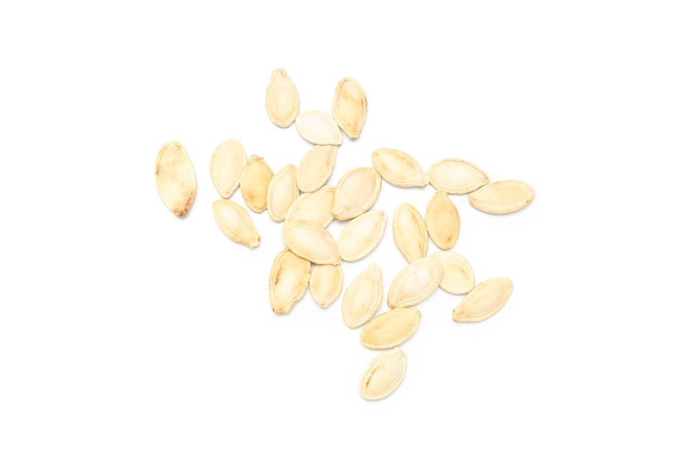 Concept of Autumn vibe food, Pumpkin, Pumpkin seeds, isolated on blank background