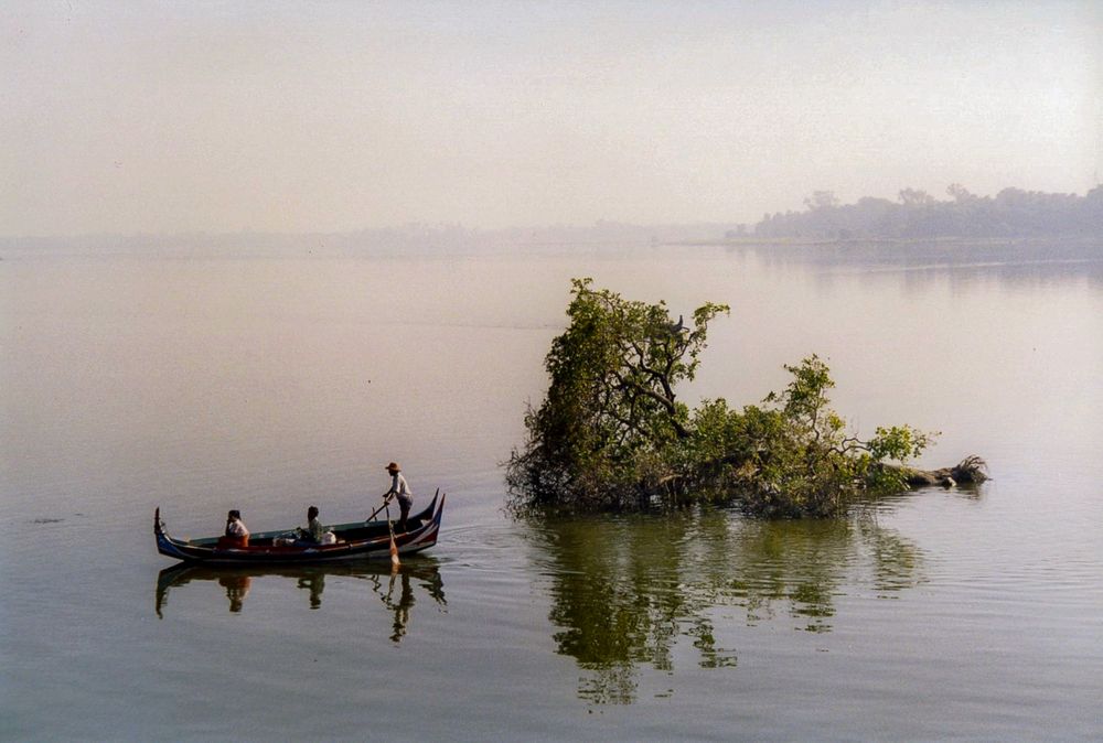 People on boat on a lake