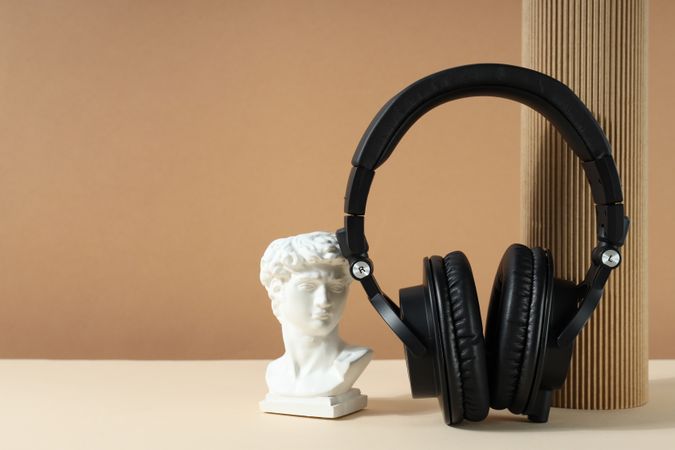 Concept of listening audio, music with headphones