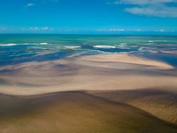 Waves coming in from the horizon on Brazilian beach