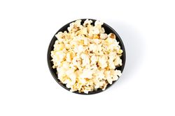 bowl with popcorn isolated on background