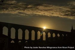 View of the famous Aqueduct of Segovia at dusk 5wXrmR