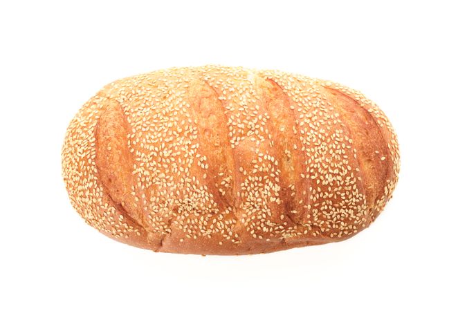 Wheat bread isolated on blank background, top view. Bakery products