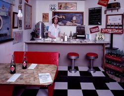 The quirky "Greasy Spoon" restaurant inside the Route 66 Museum, McLean, Texas QbD980