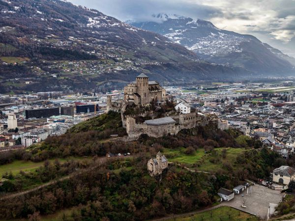 The Valere basilica , fortified church in Sion , canton of Valais