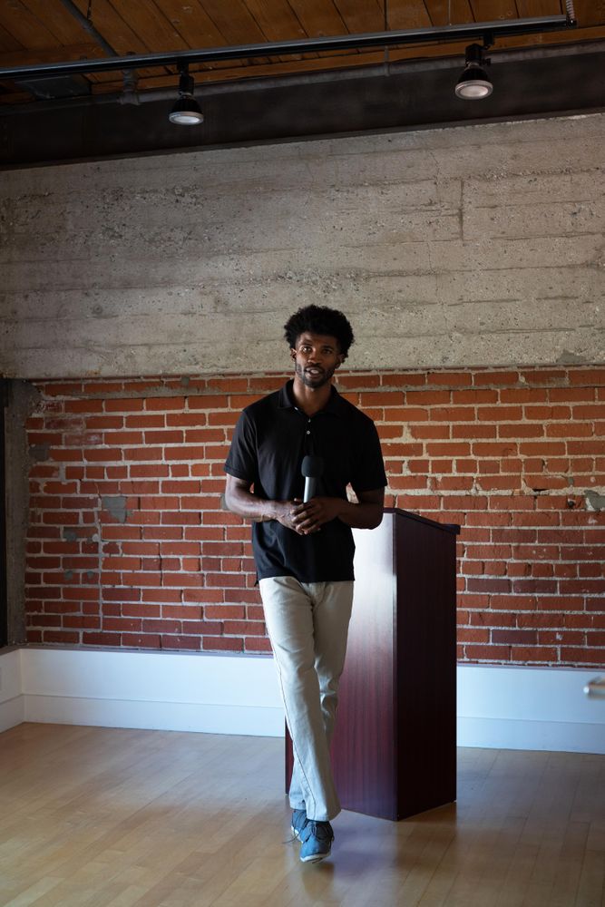 Man at podium with microphone
