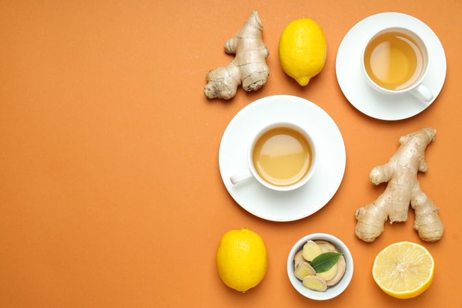 Cold treatment, healthcare concept - tea with ginger