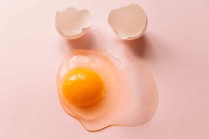 Fresh broken chicken egg with eggshell