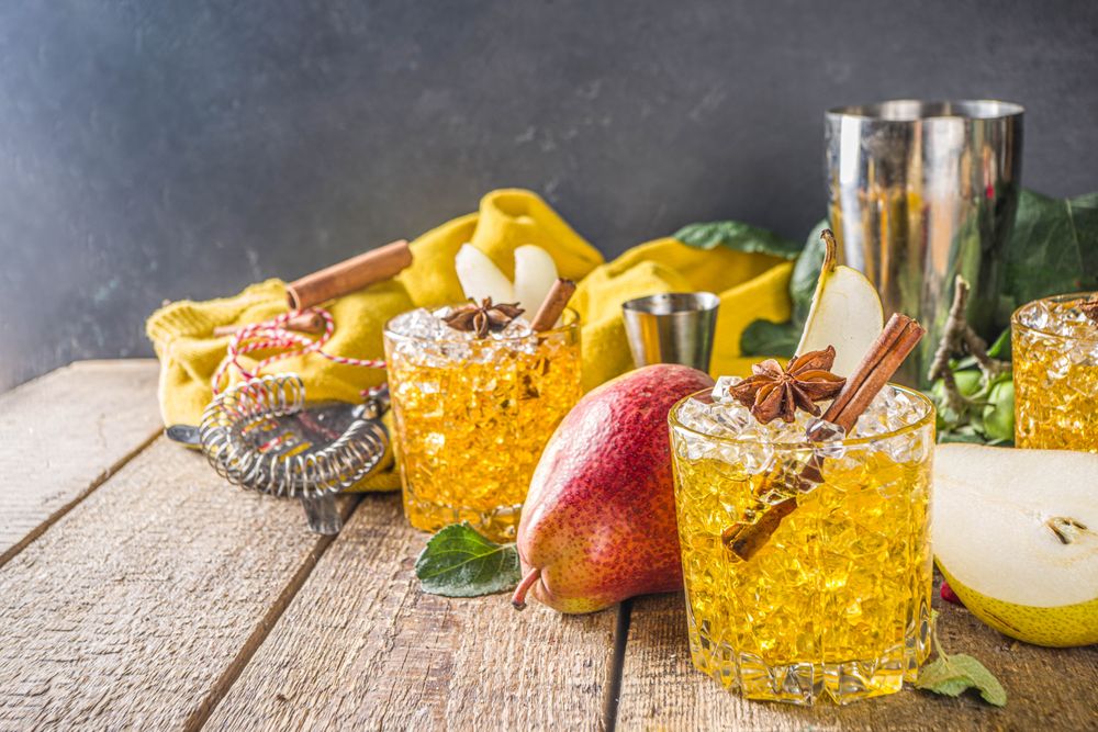 Pear cider cocktail with spices