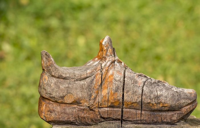 Old wooden shoe carving