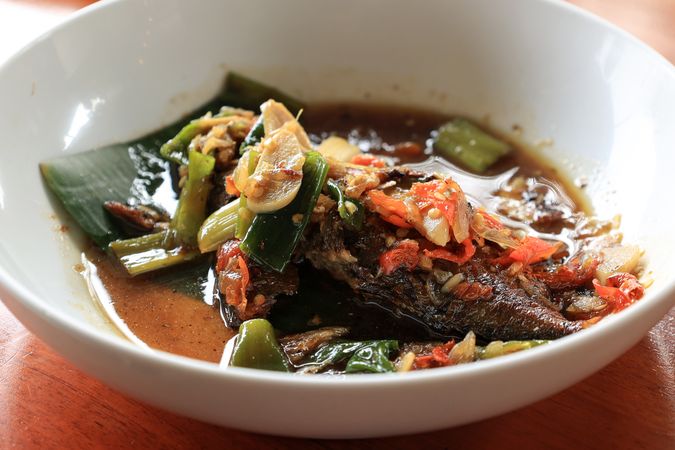 Tumis Ikan Peda. Stir Fried Salted Mackerel with Spicy Rich Spices.