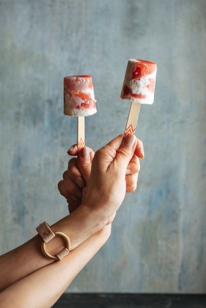 Watermelon and cream popsicles