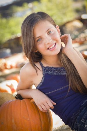 Preteen Portrait at the Pumpkin Patch
