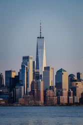 New York City skyline at sunset