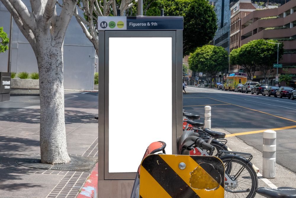 Metro sign mock up in urban setting