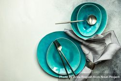 Top view of teal table setting 41ld6L