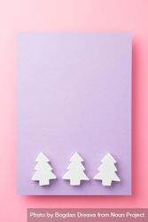Light pine trees on purple and pink background 0y9aa0