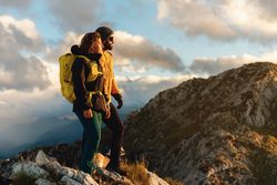 people hiking in the mountains