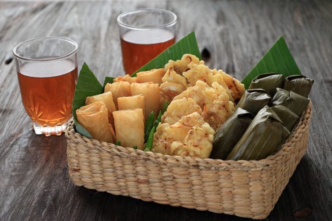 Lontong and Gorengan, Indonesia Traditional Snack for Iftar