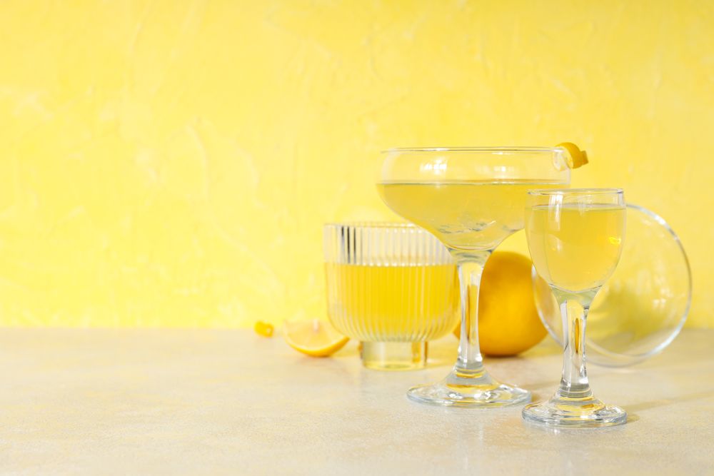 Concept of fresh summer drink - Limoncello cocktail