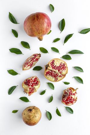 fresh seasonal pomegranate from above