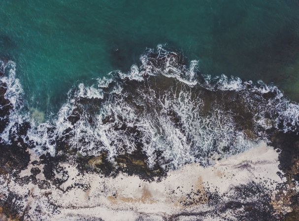 Amazing shoreline of ocean from drone