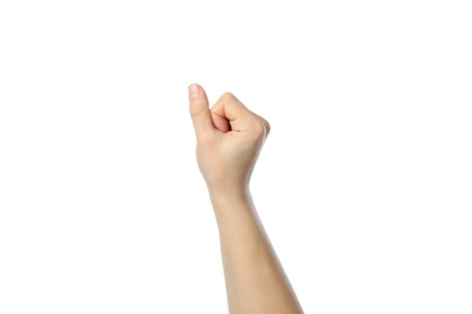 Female hand isolated on plain background. Gestures