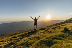 Man walking on the mountain