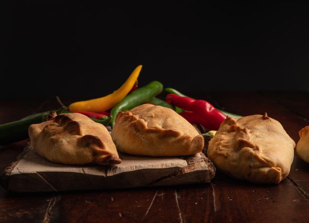Set of patties near chili peppers