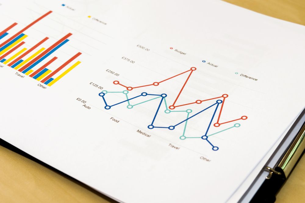 Close-Up of Business Financial Charts in a Report Document