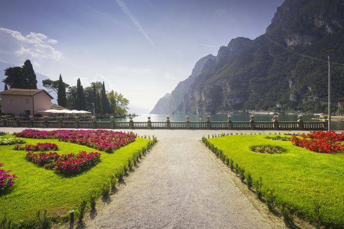 Public park gardens on the lake, Riva del Garda, Italy