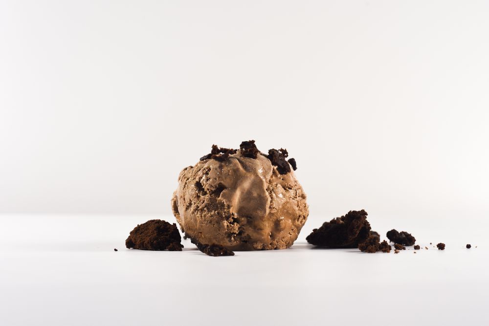 One scoop of chocolate brownie ice cream