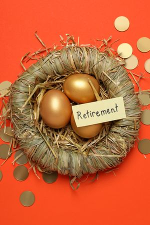 Concept of wealth and retirement - golden eggs