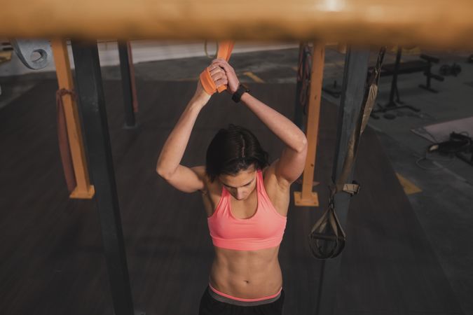 Athletic woman training in gym