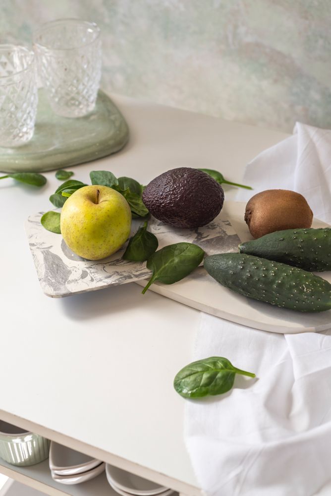 Fresh ingredients, recipe of Green smoothies.