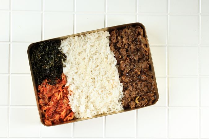 Korean beef bulgogi meal packed in lunch box