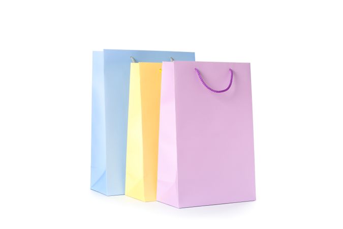 Color paper bags isolated on blank background