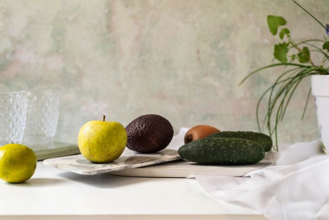 Fresh ingredients, recipe of Green smoothies.